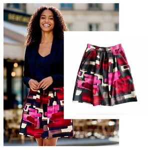 Lela Rose Abstract A-Line Flare Mini Skirt